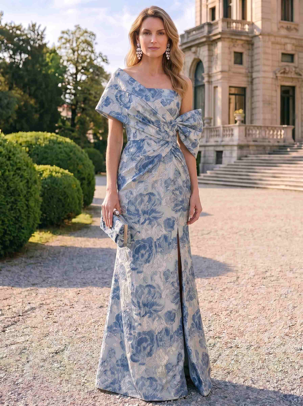 Sheath Mother Of The Bride Dress Elegant Formal Gown Wedding Guest Floor Length Sleeveless Jacquard Dresses With Slit