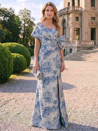 Sheath Mother Of The Bride Dress Elegant Formal Gown Wedding Guest Floor Length Sleeveless Jacquard Dresses With Slit