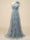 A-Line/Princess Green Floral Prom Dresses Tulle One Shoulder Long Formal Dresses with Floral Emboridary