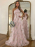 A-Line/Princess Green Floral Prom Dresses Tulle One Shoulder Long Formal Dresses with Floral Emboridary
