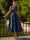 A-Line/Princesses Elegant Cocktail Dress Satin Dress Tea-Length Sleeveless Deep V Neck Cocktail Formal Dress