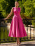 A-Line/Princesses Elegant Cocktail Dress Satin Dress Tea-Length Sleeveless Deep V Neck Cocktail Formal Dress