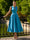A-Line/Princesses Elegant Cocktail Dress Satin Dress Tea-Length Sleeveless Deep V Neck Cocktail Formal Dress