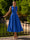 A-Line/Princesses Elegant Cocktail Dress Satin Dress Tea-Length Sleeveless Deep V Neck Cocktail Formal Dress