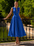 A-Line/Princesses Elegant Cocktail Dress Satin Dress Tea-Length Sleeveless Deep V Neck Cocktail Formal Dress