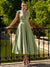 A-Line/Princesses Elegant Cocktail Dress Satin Dress Tea-Length Sleeveless Deep V Neck Cocktail Formal Dress