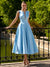 A-Line/Princesses Elegant Cocktail Dress Satin Dress Tea-Length Sleeveless Deep V Neck Cocktail Formal Dress
