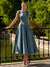 A-Line/Princesses Elegant Cocktail Dress Satin Dress Tea-Length Sleeveless Deep V Neck Cocktail Formal Dress