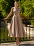 A-Line/Princesses Elegant Cocktail Dress Satin Dress Tea-Length Sleeveless Deep V Neck Cocktail Formal Dress
