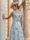 A-Line/Princesses Elegant Cocktail Floral Formal Dress Ankle Length Sleeveless Scoop Neck with Corset