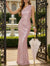 Trumpet/Mermaid Blue Sequins Prom Dress One Shoulder Ruched Floor-Length Sparkle Dress Formal Party