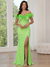 Trumpet/Mermaid Feather Prom Dress Off Shoulder High Split Floor-Length Sparkle Dress Formal Party Sequins