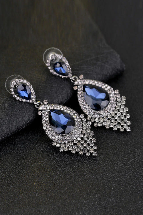 Formal Alloy Rhinestone Tear Drop Shaped Champagne Earrings