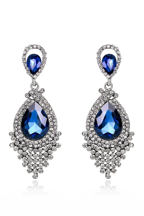 Formal Alloy Rhinestone Tear Drop Shaped Champagne Earrings