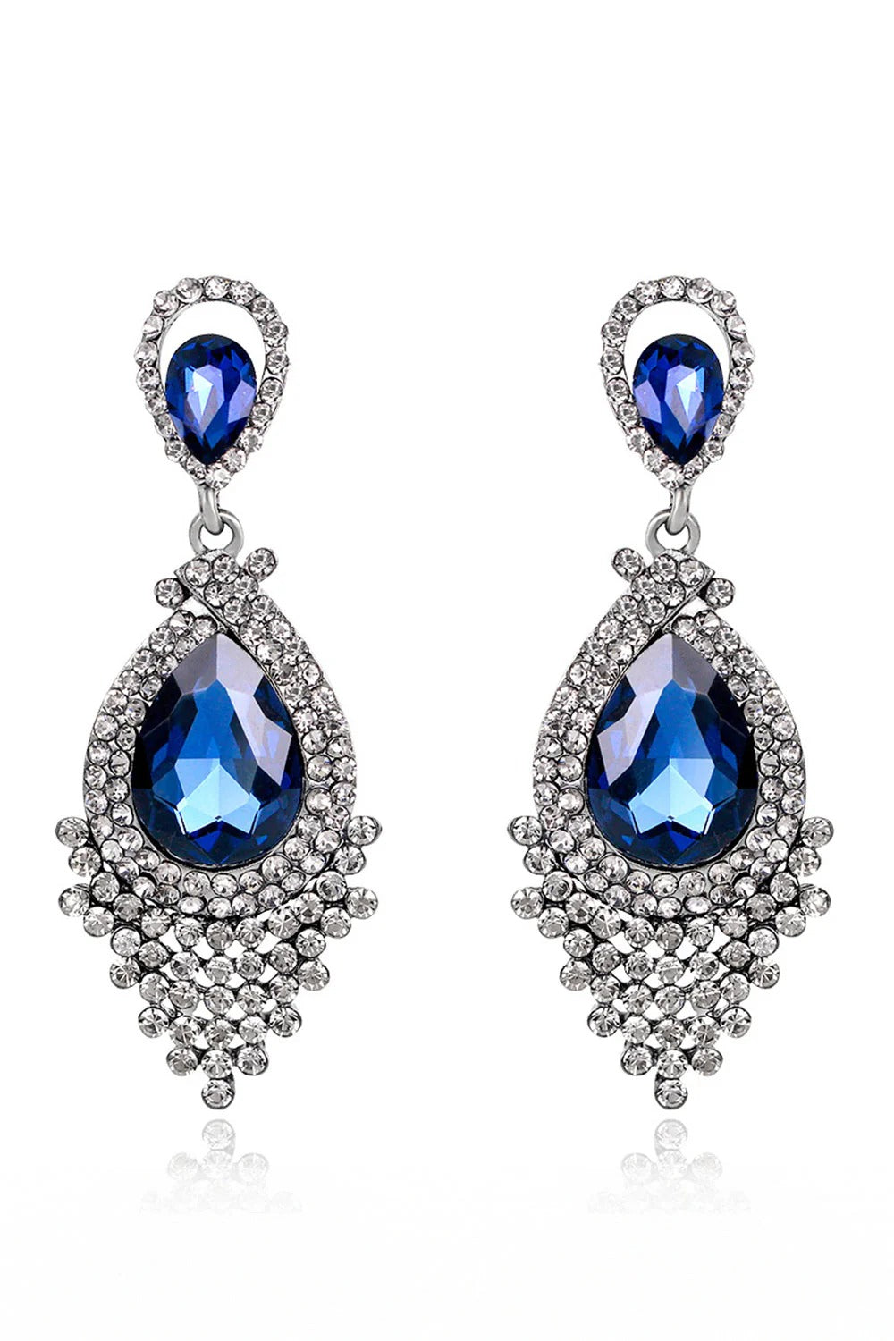Formal Alloy Rhinestone Tear Drop Shaped Champagne Earrings