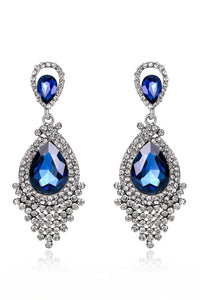 Formal Alloy Rhinestone Tear Drop Shaped Champagne Earrings