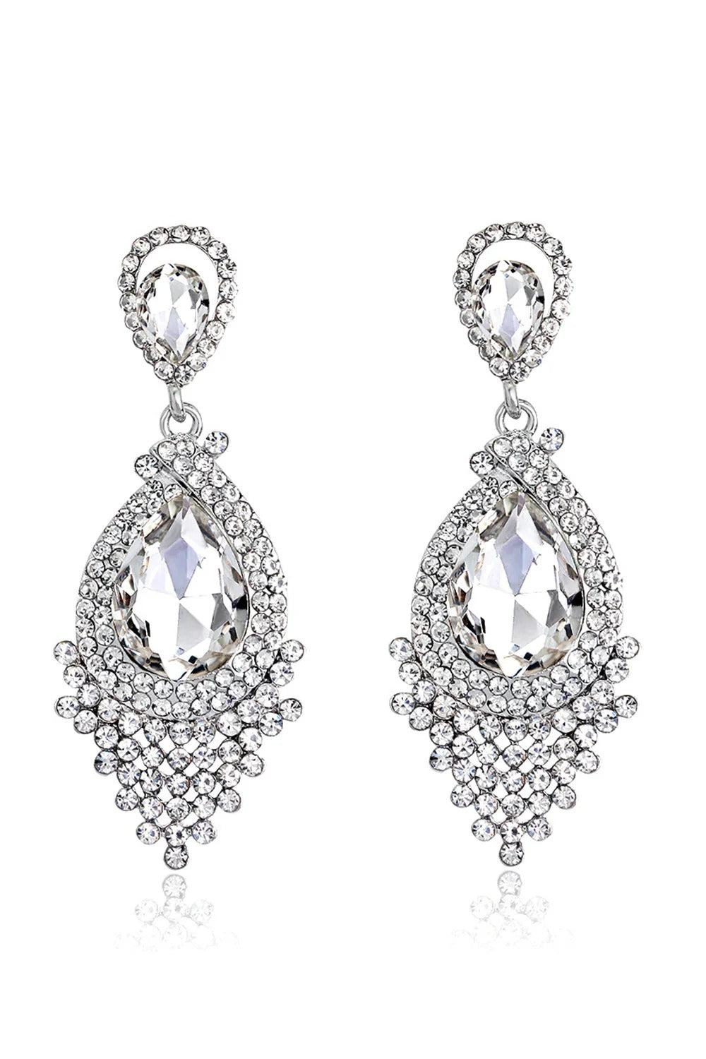 Formal Alloy Rhinestone Tear Drop Shaped Champagne Earrings