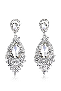 Formal Alloy Rhinestone Tear Drop Shaped Champagne Earrings