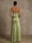 A Line/Princesses Evening Dresses Ruched Satin Spaghetti Straps Floor-Length Formal Dress Wedding Guest
