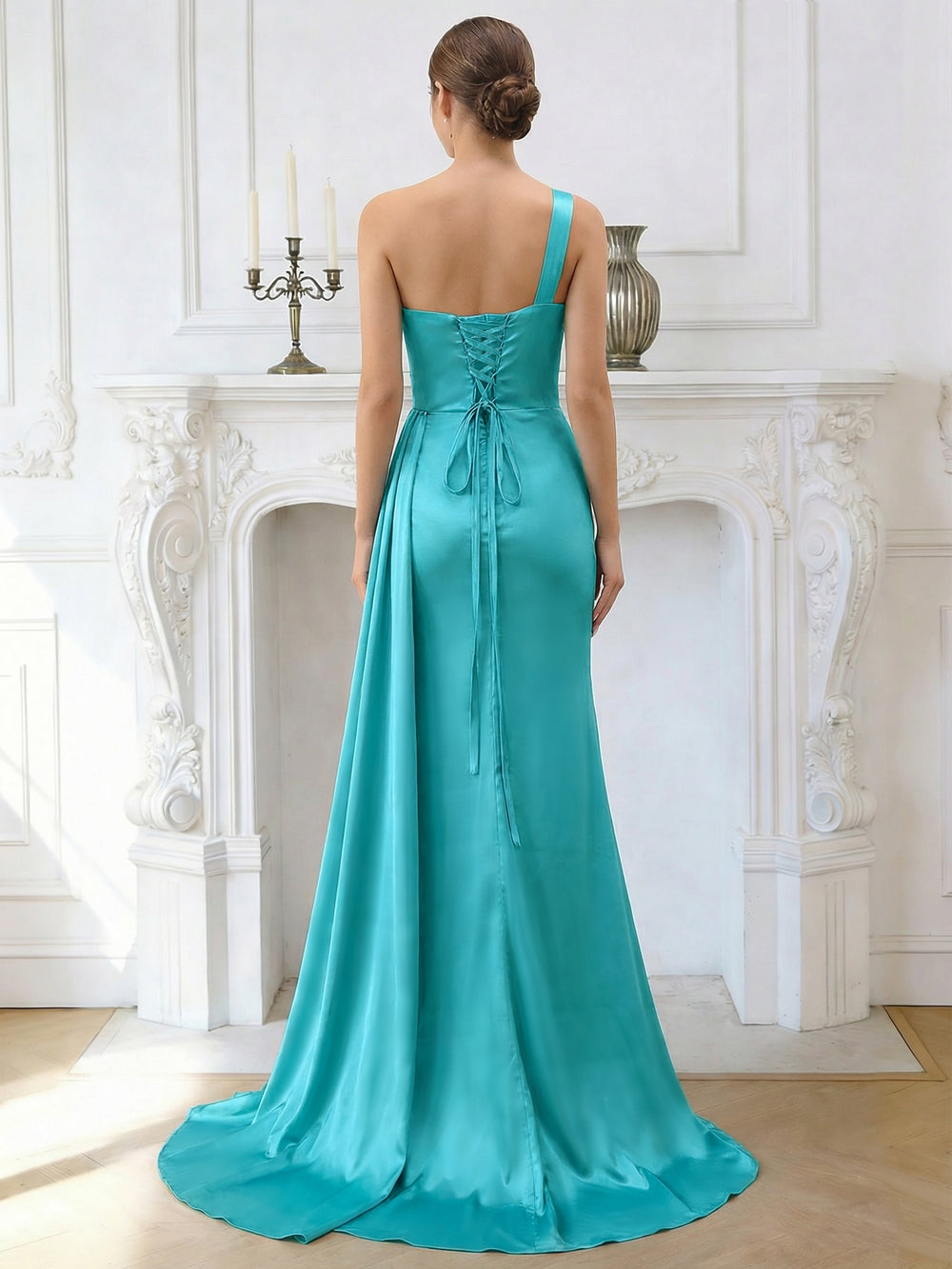 Mermaid/Trumpet Satin One-Shoulder Sleeveless Floor-Length Bridesmaid Dresses
