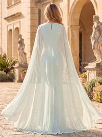 Sheath/Column Evening Dresses Sequins Bateau Neck Sleeveless Floor-Length With Cape