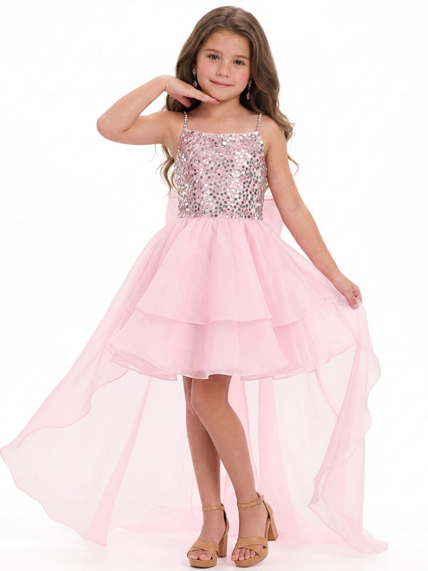 A-Line/Princess Flower Girl Dress Sparkly Sequined With Detachable Overskirt With Bow Dress
