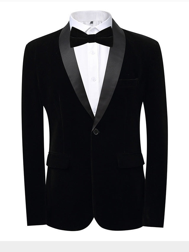 Men's Suit Jacket Dark Green Velvet Tailored Evening Tuxedo Single Breasted One Button&nbsp;