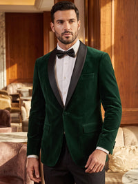 Men's Suit Jacket Dark Green Velvet Tailored Evening Tuxedo Single Breasted One Button&nbsp;