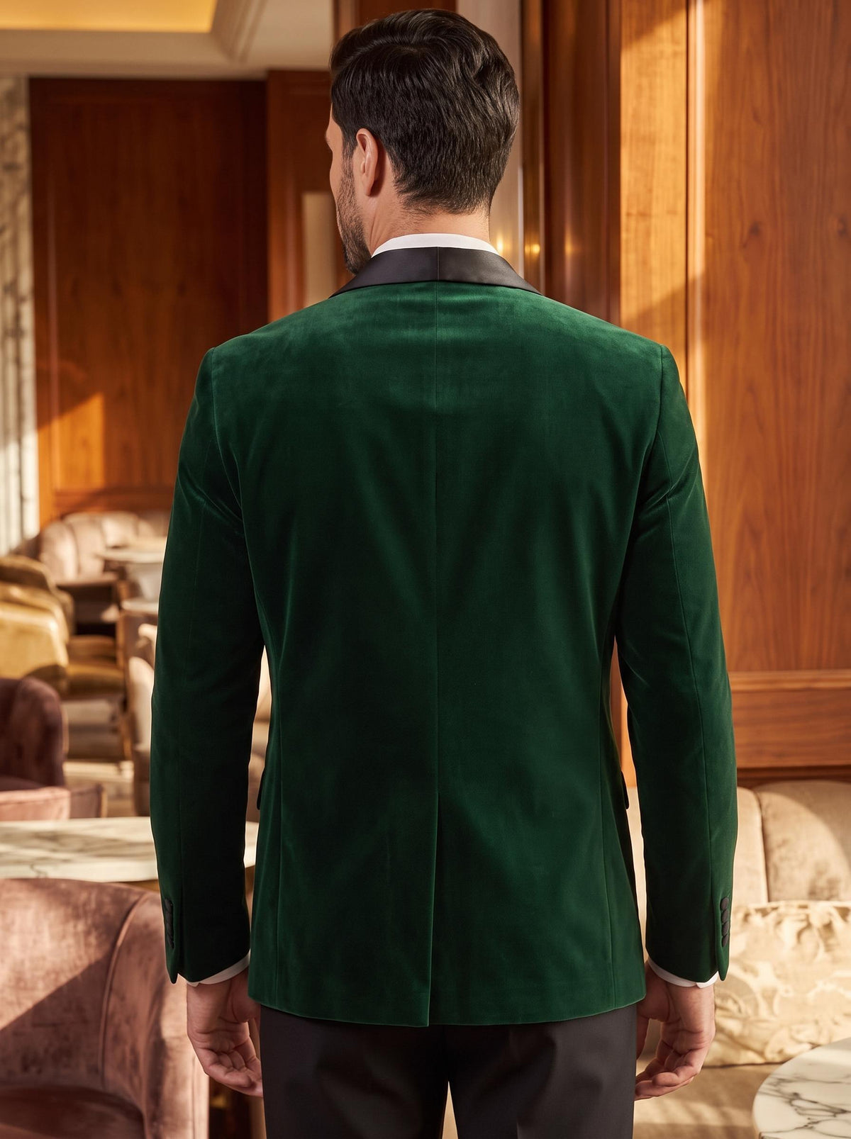Men's Suit Jacket Dark Green Velvet Tailored Evening Tuxedo Single Breasted One Button&nbsp;