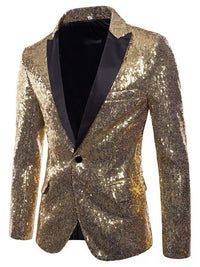 Men's Suit Jacket Royal Blue Sparkly Sequin Tuxedo Jacket Slim-Fit Evening Blazer Single Breasted One Button 