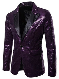 Men's Suit Jacket Royal Blue Sparkly Sequin Tuxedo Jacket Slim-Fit Evening Blazer Single Breasted One Button 