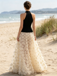 A-Line  Evening Dresses Sleeveless Halter Neck Elegant Floor-Length With 3D Floral