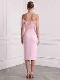Sheath/Column Cocktail Party Dress Strapless Sleeveless Ankle Length Feather Dress