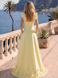 A Line/Princesses Formal Dress 3D Floral Sleeveless Evening Dress Floor-Length Dress With Pocket