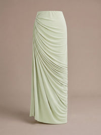 Sheath Formal Dresses Chiffon One Shoulder Two Piece Set Sleeveless Floor-Length Runched Summer Wedding Guest Dresses