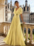 A-Line/Princess Chiffon Evening Dresses with Feather V-Neck Short Sleeves Formal Pleated Dress