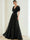 A-Line/Princess Chiffon Evening Dresses with Feather V-Neck Short Sleeves Formal Pleated Dress