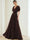 A-Line/Princess Chiffon Evening Dresses with Feather V-Neck Short Sleeves Formal Pleated Dress