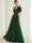 A-Line/Princess Chiffon Evening Dresses with Feather V-Neck Short Sleeves Formal Pleated Dress