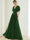 A-Line/Princess Chiffon Evening Dresses with Feather V-Neck Short Sleeves Formal Pleated Dress