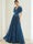 A-Line/Princess Chiffon Evening Dresses with Feather V-Neck Short Sleeves Formal Pleated Dress