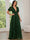 A-Line/Princess V-Neck Half Sleeves Chiffon Evening Dresses with Floral Embroidery
