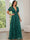 A-Line/Princess V-Neck Half Sleeves Chiffon Evening Dresses with Floral Embroidery
