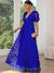 A-Line/Princess V-Neck Half Sleeves Chiffon Evening Dresses with Floral Embroidery