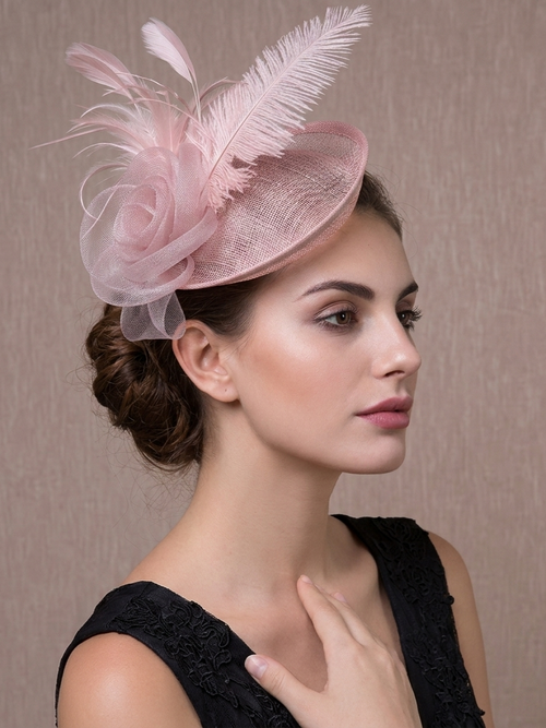 Flowers Feather Fascinators Net Kentucky Derby Hat Classical With Tulle Hairclip