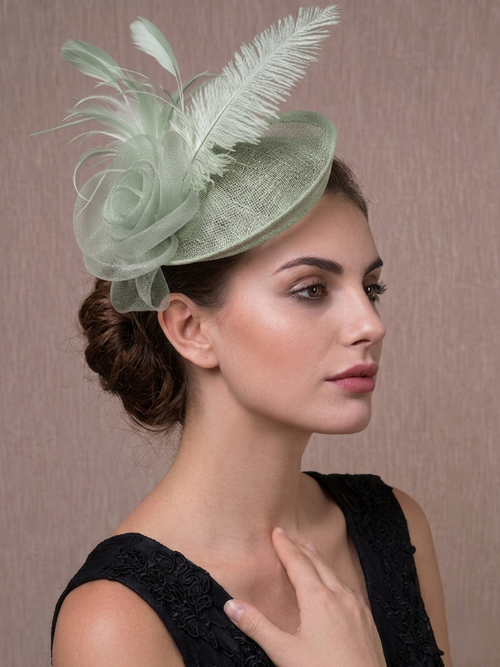 Flowers Feather Fascinators Net Kentucky Derby Hat Classical With Tulle Hairclip