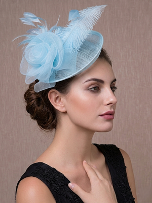 Flowers Feather Fascinators Net Kentucky Derby Hat Classical With Tulle Hairclip