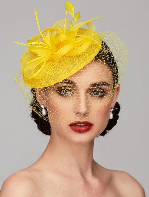 Flowers Feather Fascinators Net Kentucky Derby Hat Classical With Tulle Headband