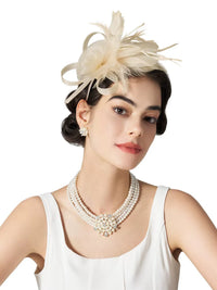 Flowers Feather Headband Net Kentucky Derby Hat Classical With Tulle