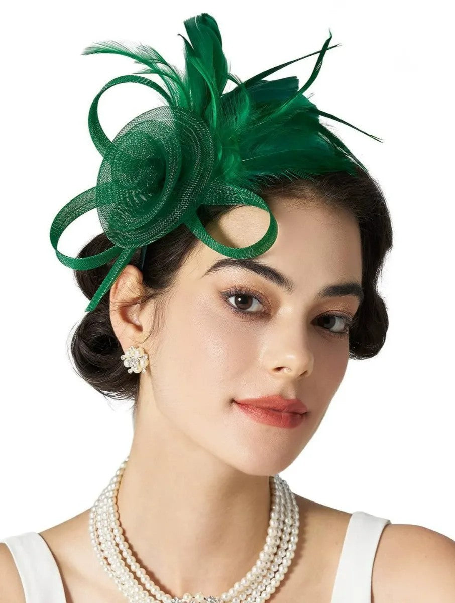 Flowers Feather Headband Net Kentucky Derby Hat Classical With Tulle